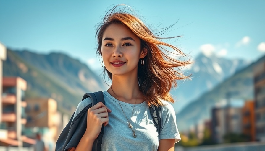 Young woman photographing cityscape during local travel.