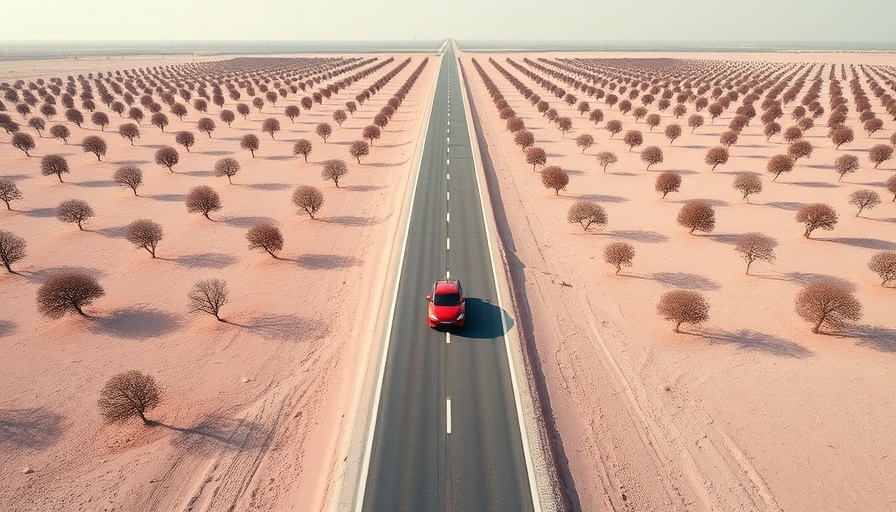 Abstract landscape with car and road for hyper-local marketing.