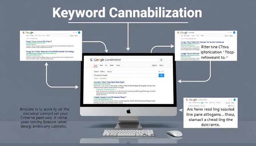 Informative graphic on keyword cannibalization concept explanation.