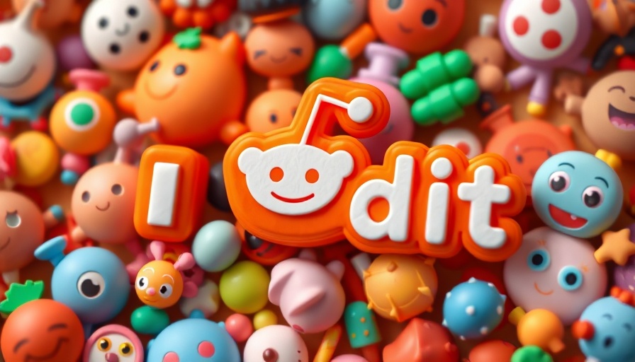 Playful 3D icons with prominent Reddit logo in whimsical design