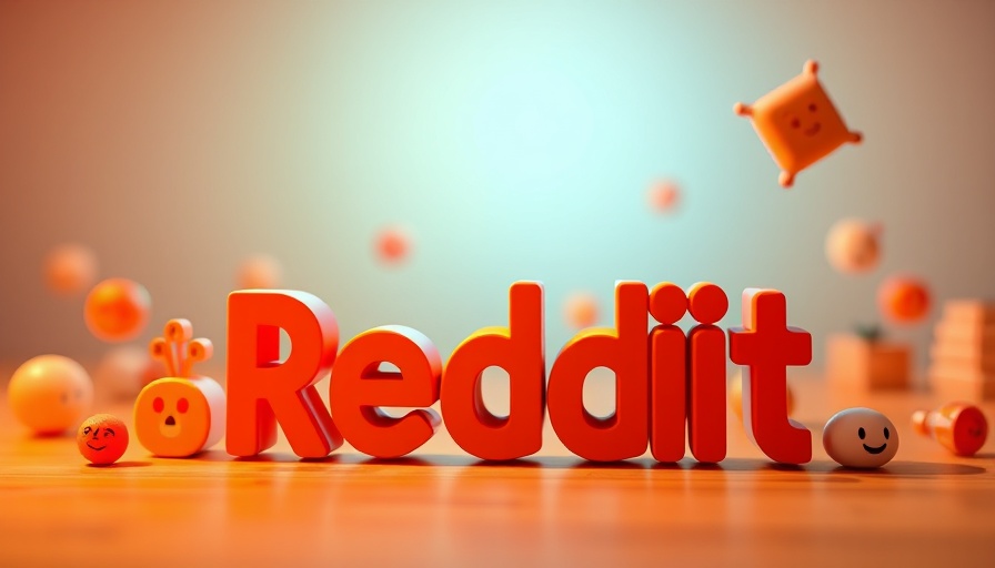 Vibrant Reddit logo with playful 3D icons in cartoon style