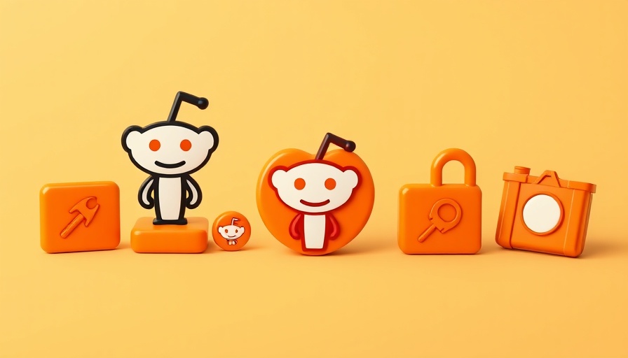 Reddit logo with playful 3D orange icons, Local Workshops theme.