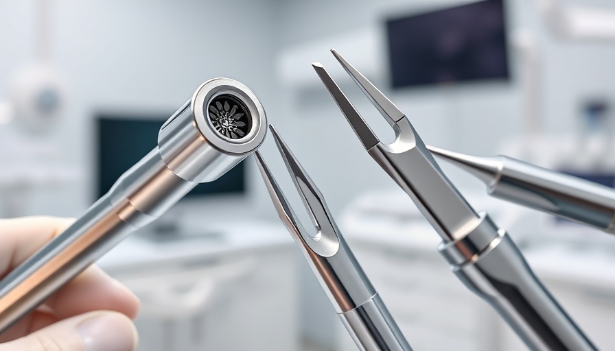 Close-up of dental instruments in a modern office, emphasizing precision.