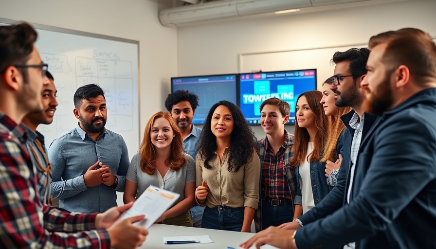 Marketing professionals brainstorming storytelling strategies in office.