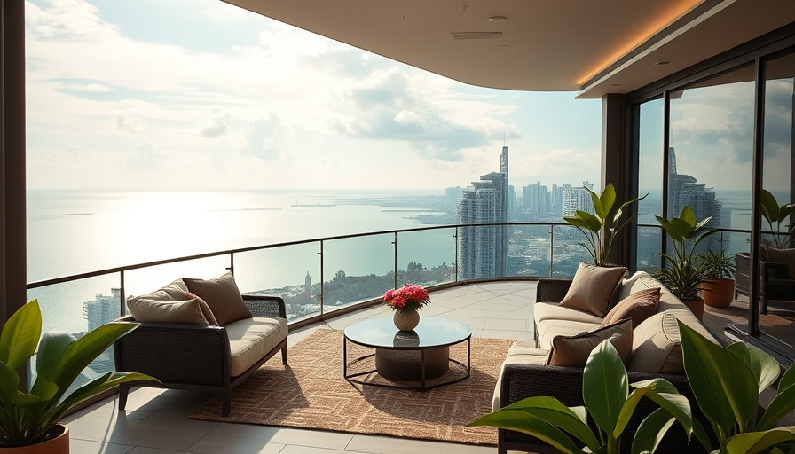 Pagani Residences luxury balcony with ocean view and modern interior.