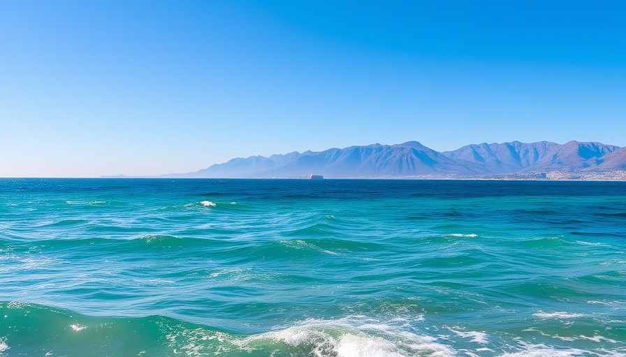 Majestic coastal landscape with waves and mountains, symbolizing ocean economy.