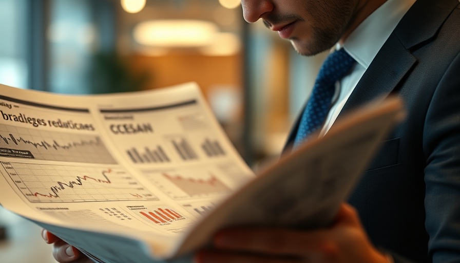 Businessperson reading newspaper on crisis management indoors.