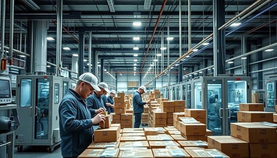 Workers in a packaging facility inspecting products, Labeling and Packaging Services.