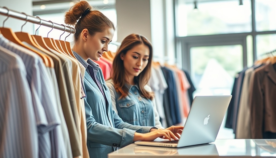 Call QA in modern clothing store with customer service chat on laptop.