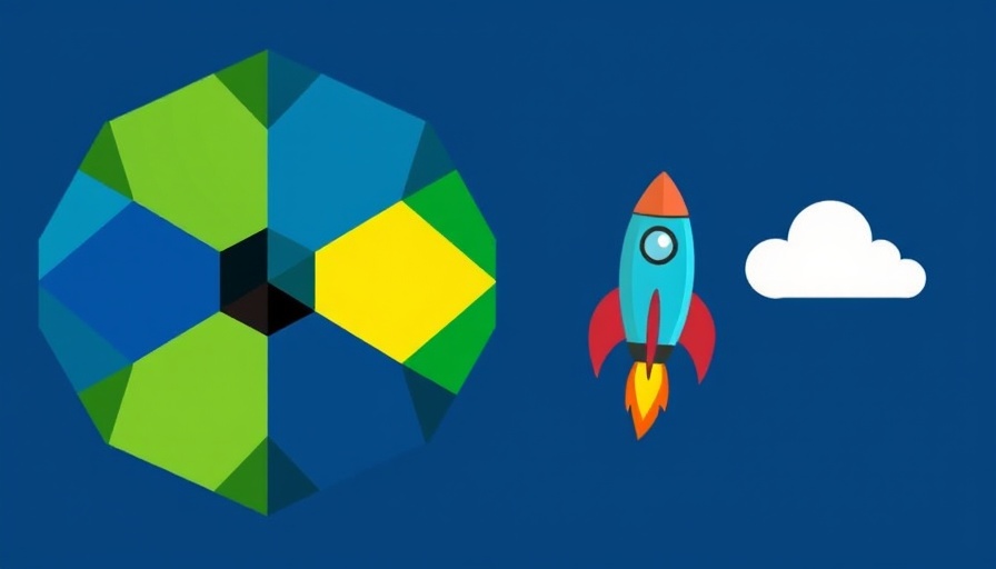 Jetpack Compose colorful geometric illustration with hexagonal shape and rocket.