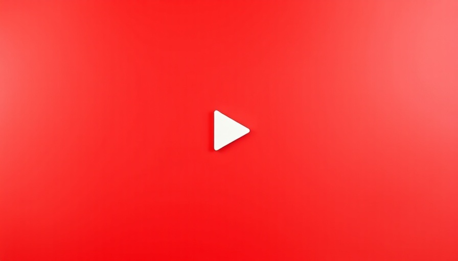 Minimalist play button icon on red background.