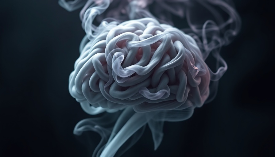 Abstract smoke brain depicting high-dose THC risks, moody background.