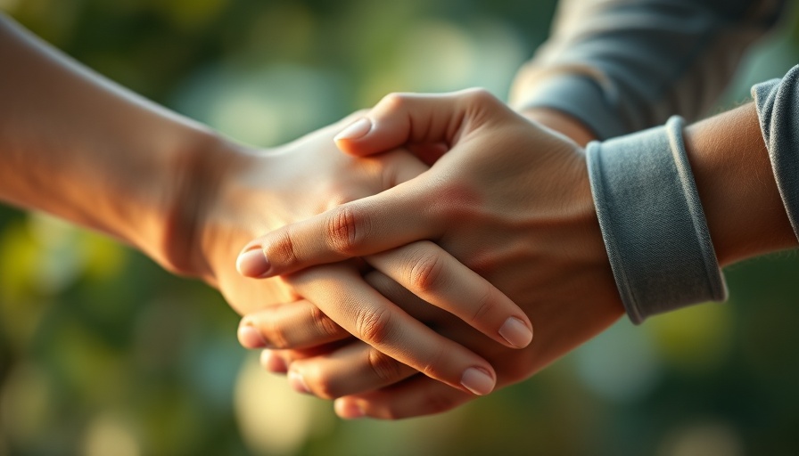 Hands holding, symbolizing support in addiction recovery.