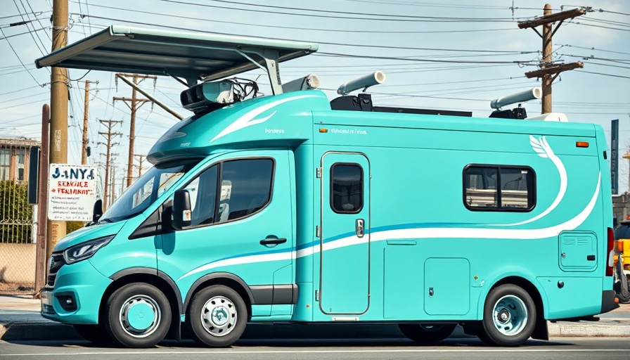 Modern mobile methadone treatment vehicle in urban area.