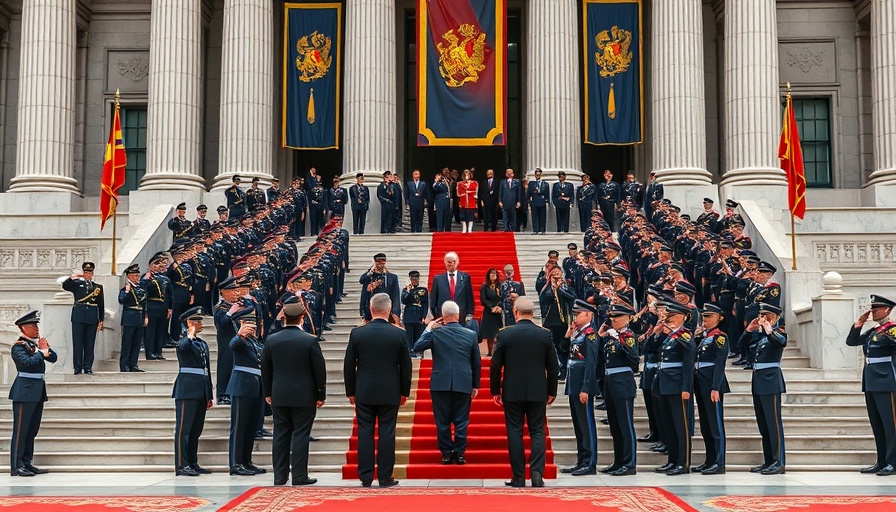 Formal ceremony with soldiers saluting at official event, Ramaphosa SONA.