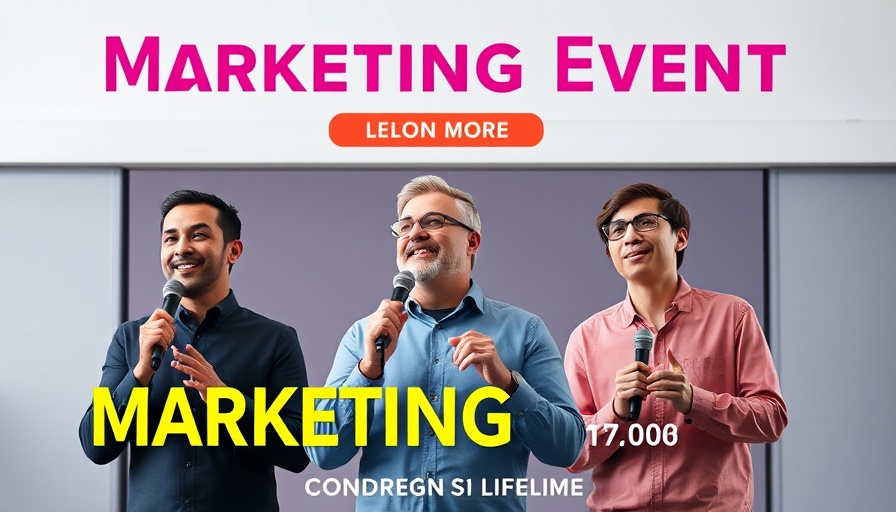 AI in Marketing event poster with speaker images and date.