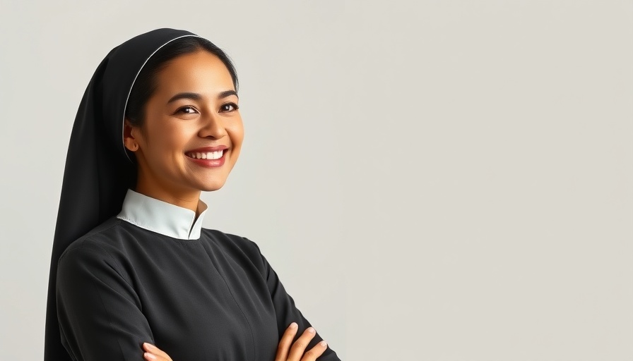 Confident African Anglican woman bishop in clerical attire smiling.