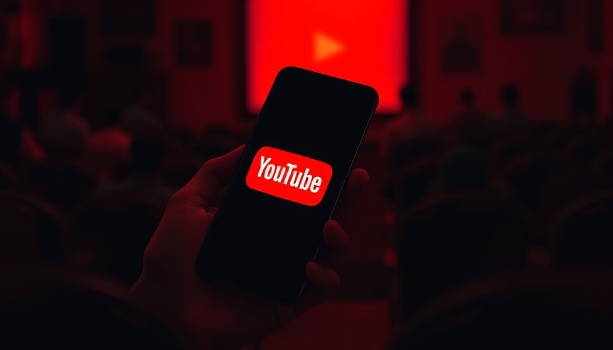 Smartphone displaying YouTube logo with red glow, YouTube End Screens concept.