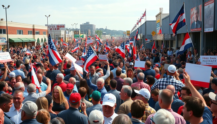 Ecuador presidential elections campaign rally with lively crowd.