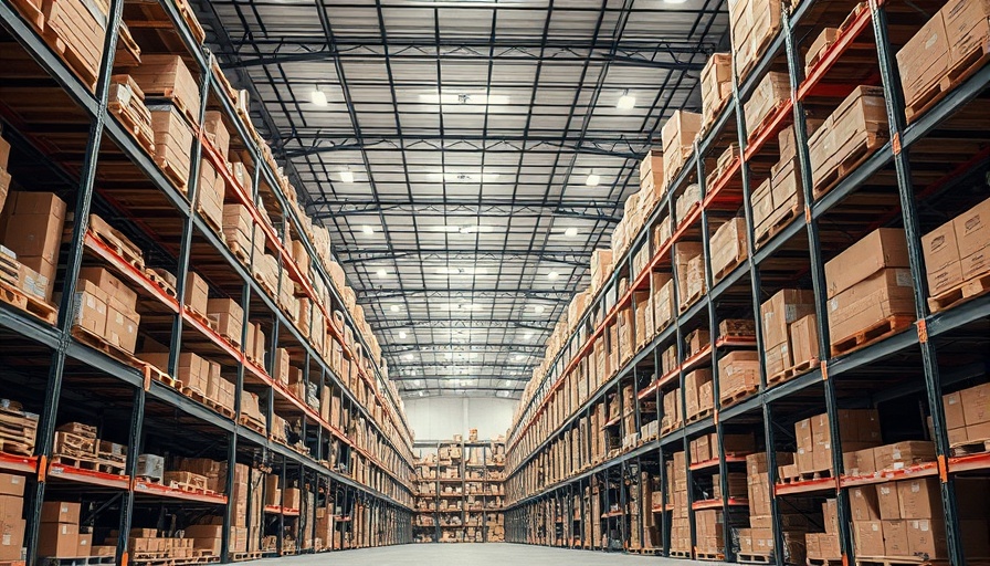 Modern fulfillment centers warehouse with organized storage shelves.