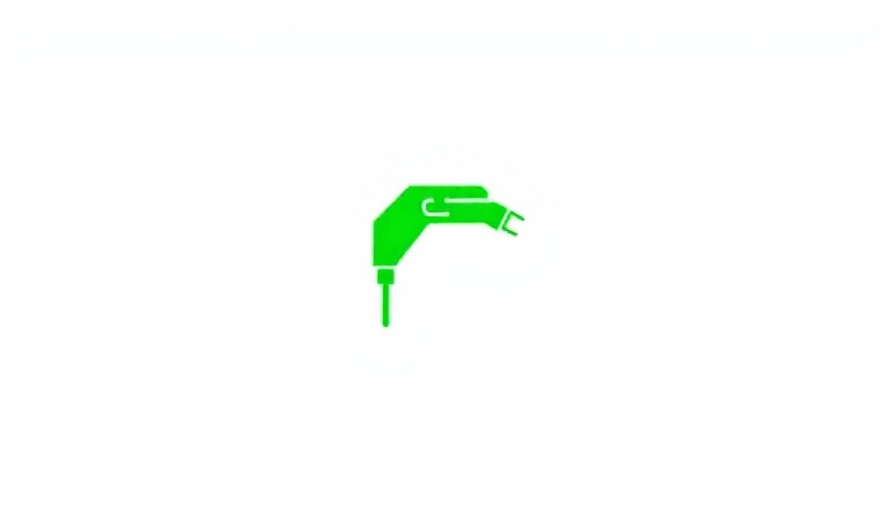 Abstract green electric vehicle charging symbol on white background.