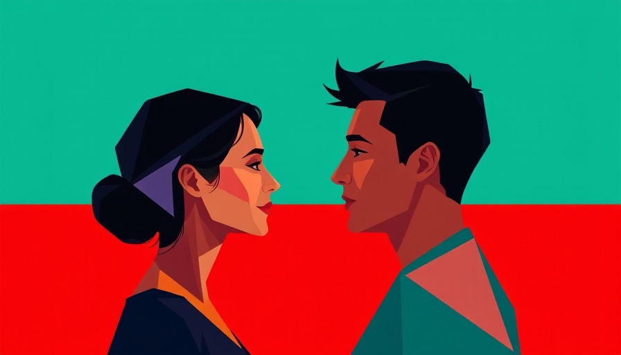 Abstract depiction of a woman and man in contrasting colors, PPC advertising.