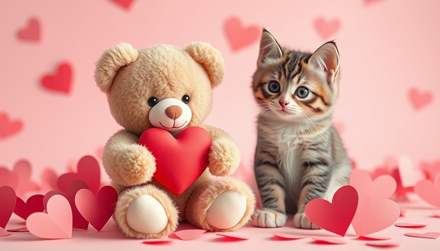 Valentine’s Day messages with teddy bear and heart decor.