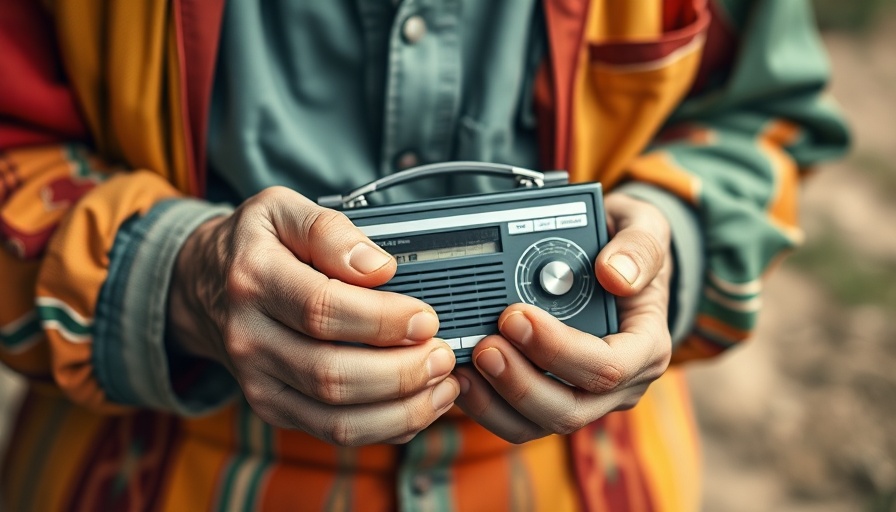 Elderly hands tuning a vintage radio for World Radio Day.