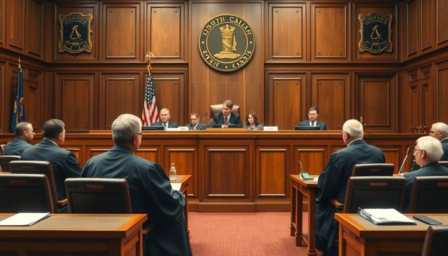 Judges discuss in North Carolina courtroom for Supreme Court race.