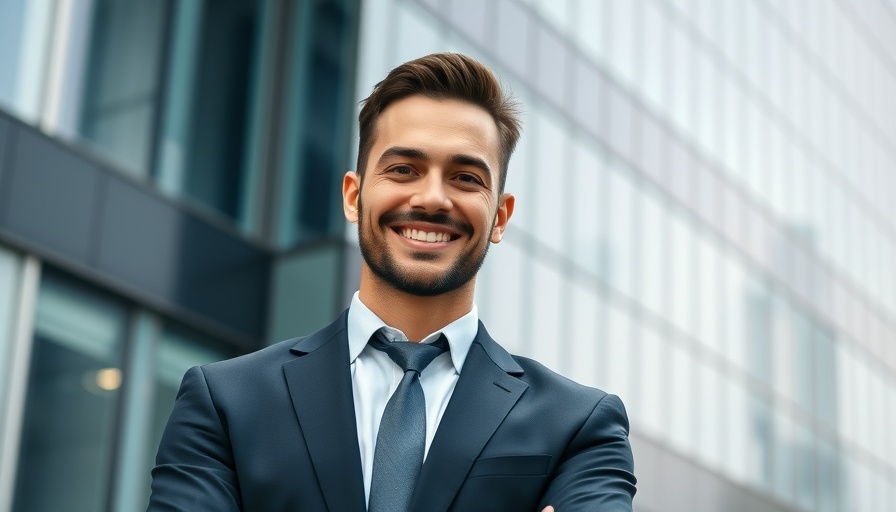 Professional man in a blue suit standing confidently.