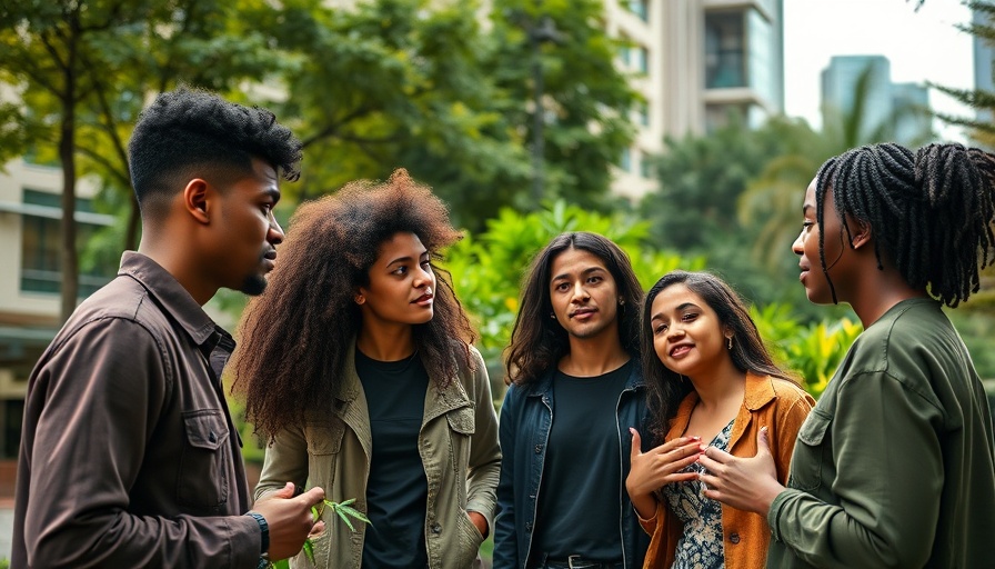 Youth discussing cannabis dopamine impact outdoors.