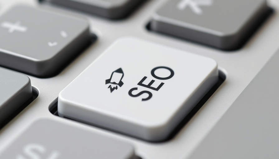 Business SEO services for B2B depicted with a keyboard SEO key.