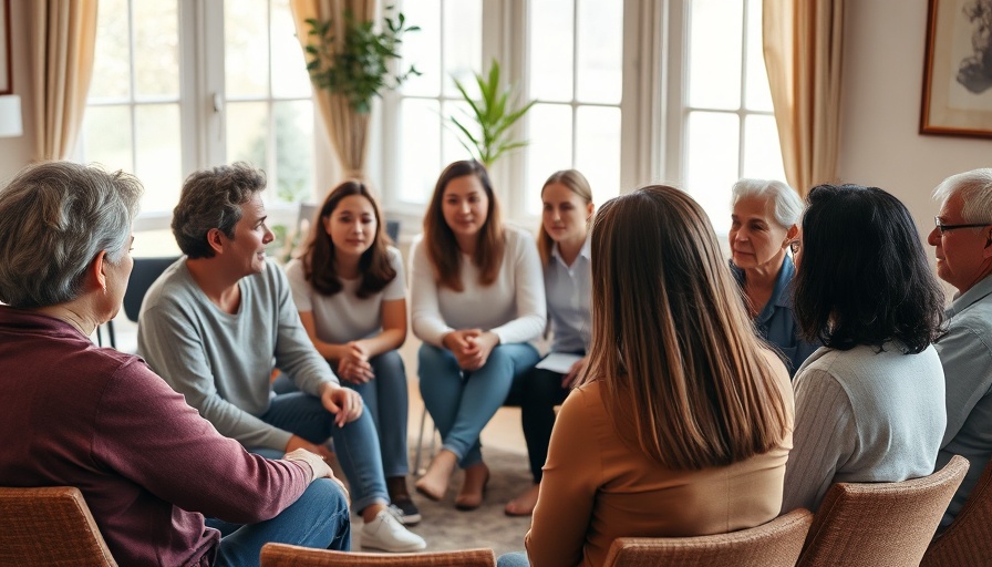 Supportive group therapy session emphasizing suicide prevention strategies.