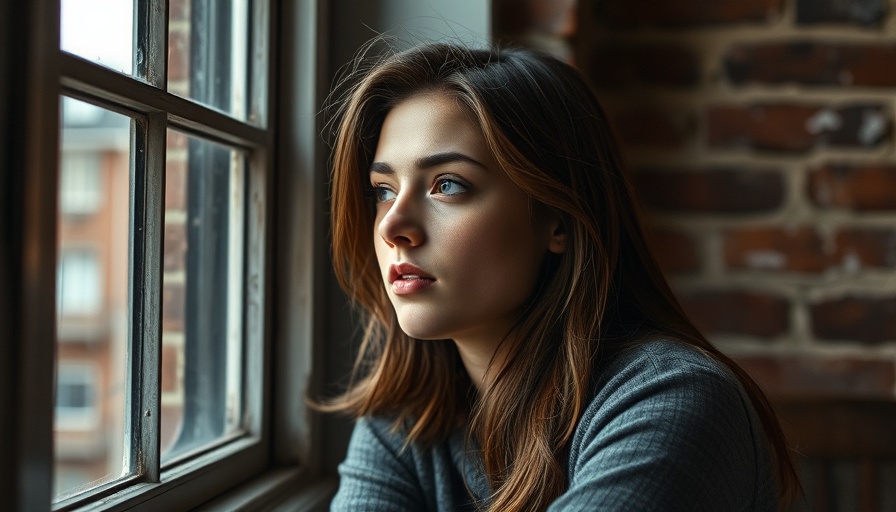 Young woman pondering in cozy setting, related to Metacognition for Anxiety Management.