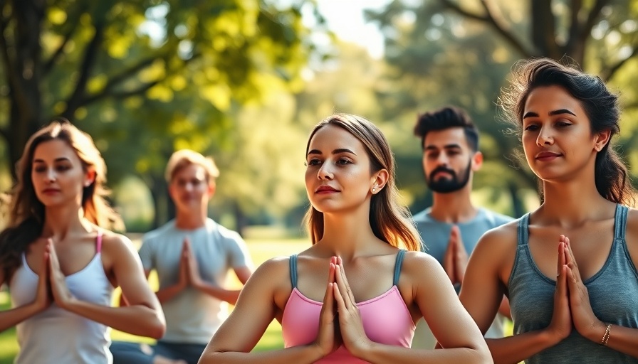 Group practicing outdoor yoga to start a health and wellness blog.