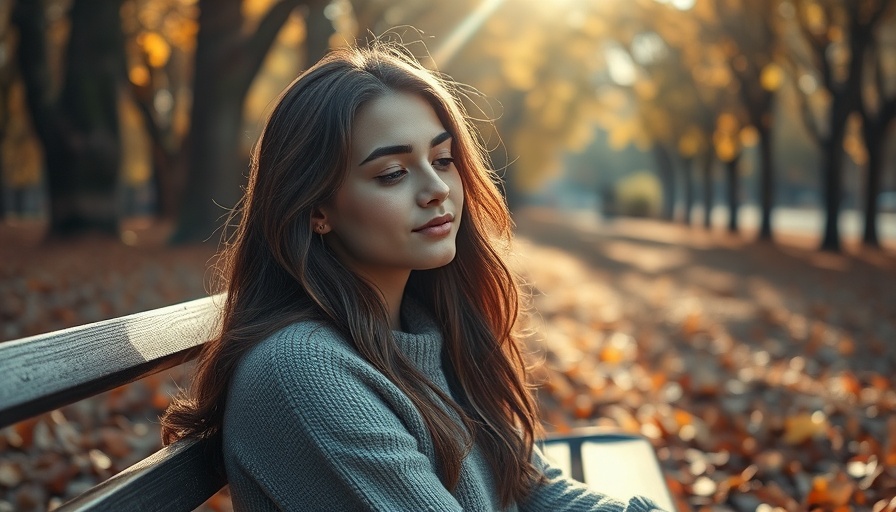 Serene woman enjoying the transition from summer to fall in nature.