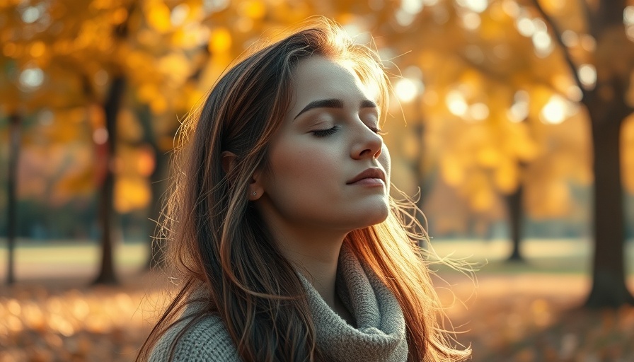 Mindfulness practice amidst fall leaves transition outdoors.