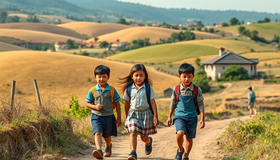 Rural village in Eastern Cape with schoolchildren