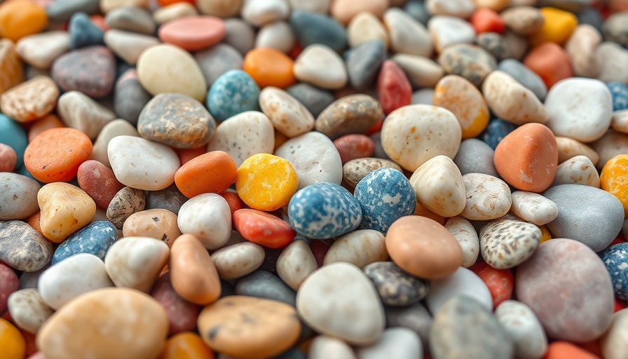 Mindful Breathing colorful smooth pebbles arrangement