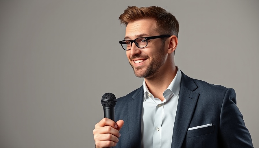 Man in suit holding microphone, Stuart Taylor Odd Man Out.