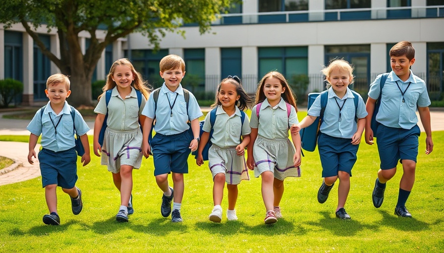 First 100 days of school adjustment: children walking happily in schoolyard