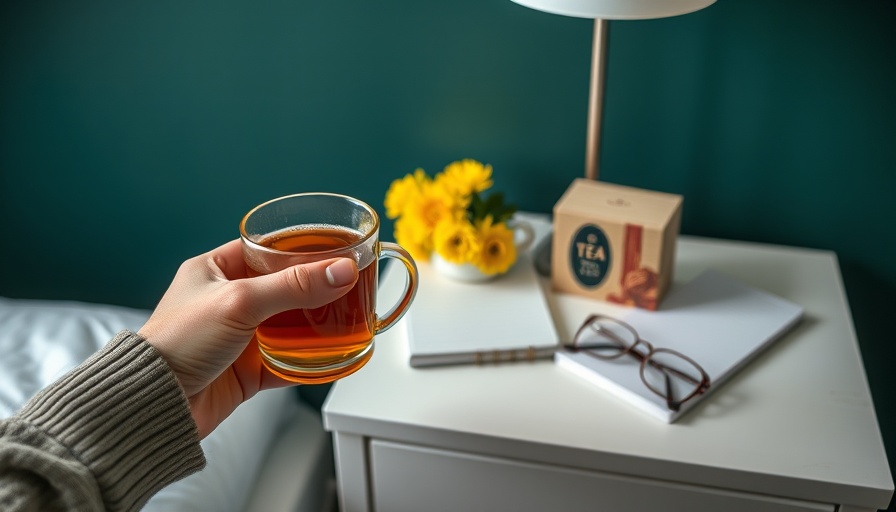 Tea and accessories on nightstand, highlighting tea benefits for skin health.