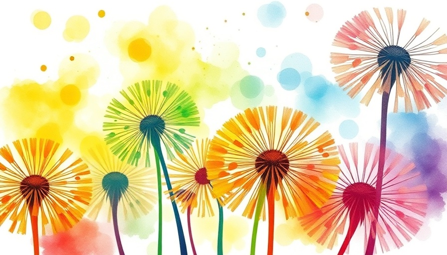 Hope and healing with colorful dandelions artwork.