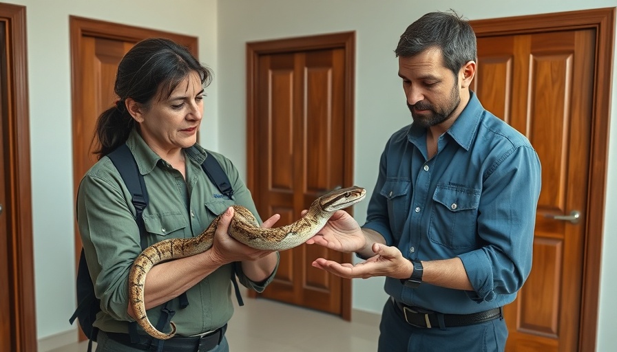 Conservationists examining a python in indoor setting for Python Conservation Efforts.