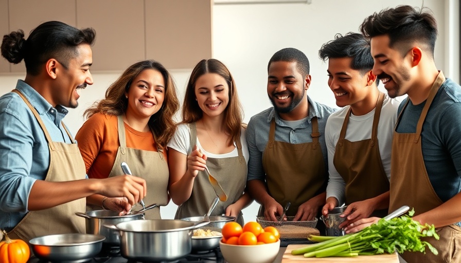 Cooking class participants enjoying the session in a modern kitchen.