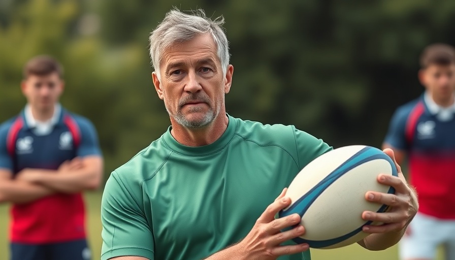 Johnny Sexton coaching clinic in Cape Town with rugby ball.