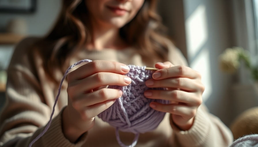 Mindfulness Practices for Mental Health: Young woman crocheting with focus on hands.