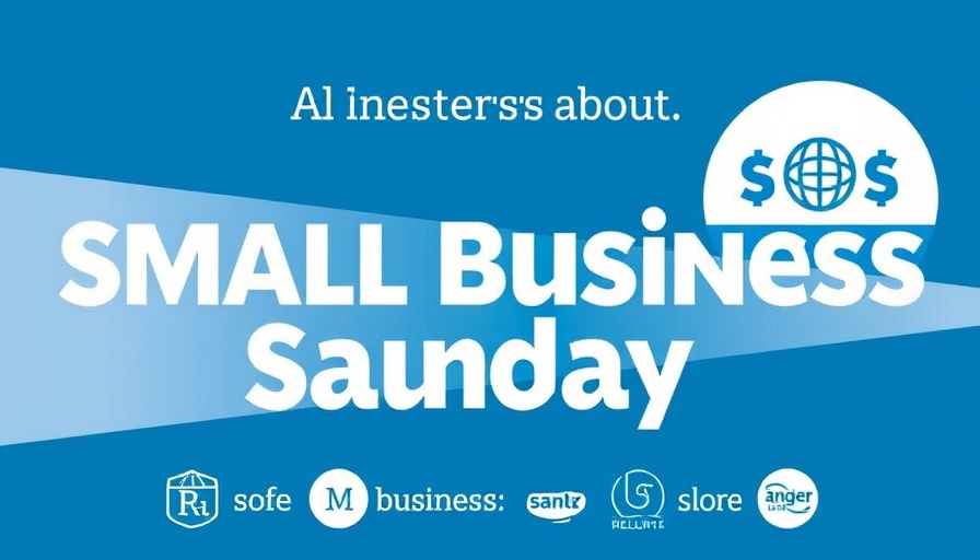 Blue and white Small Business Saturday promotional graphic.