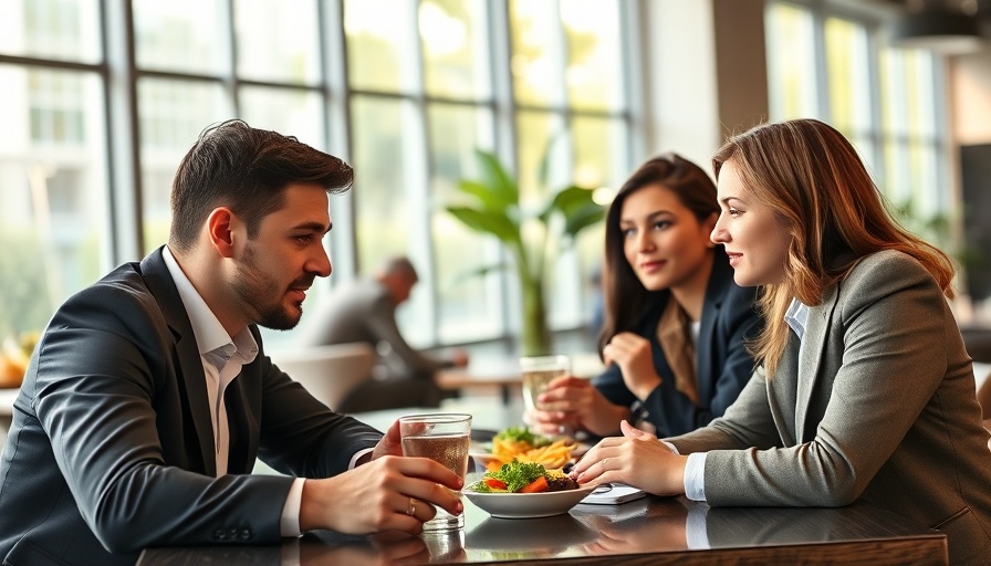 Young professionals discussing Restaurant Digital Marketing in a cafe.