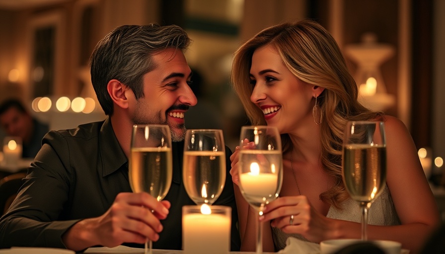 Happy couple showing habits of people with healthy relationships, enjoying a cozy dinner.